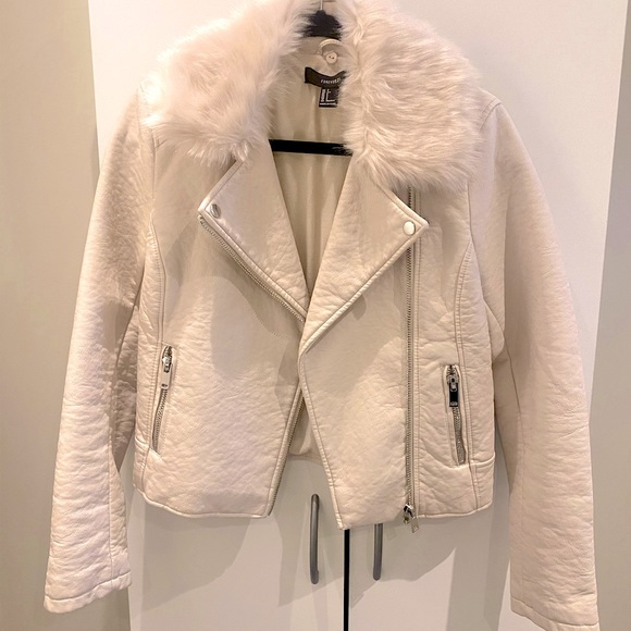 Cream Leather Jacket - Picture 1 of 7